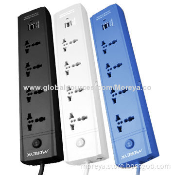 USB Extension Power Sockets with 4-outlet, Can Charge Mobiles and Tablet PCs, 100% Copper/Fire-proof